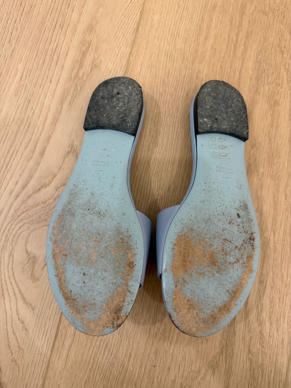 Fendi Light Blue Logo Slide Mules - Picture 5 of 8
